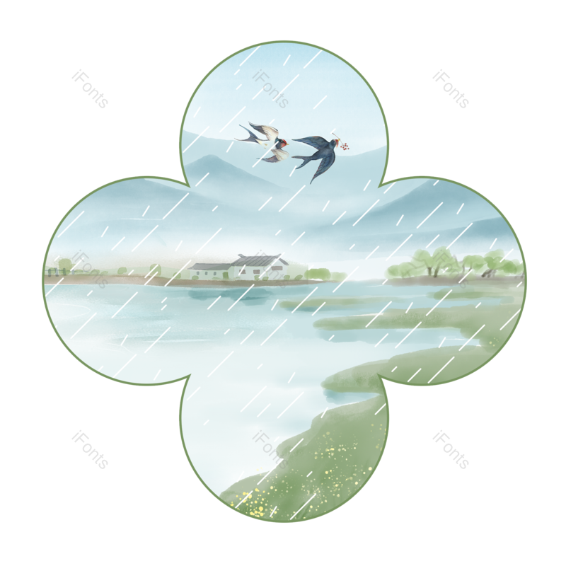 雨水图片,山水画元素,中国风元素PNG,水墨元素免抠素材